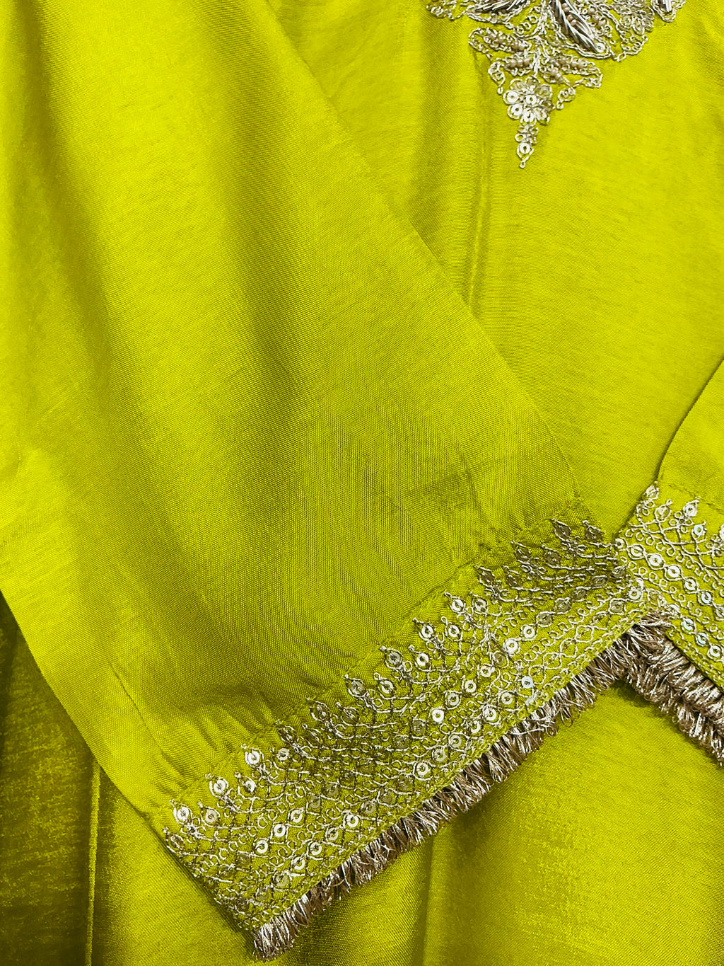 Lime Zari Detailing Suit Set