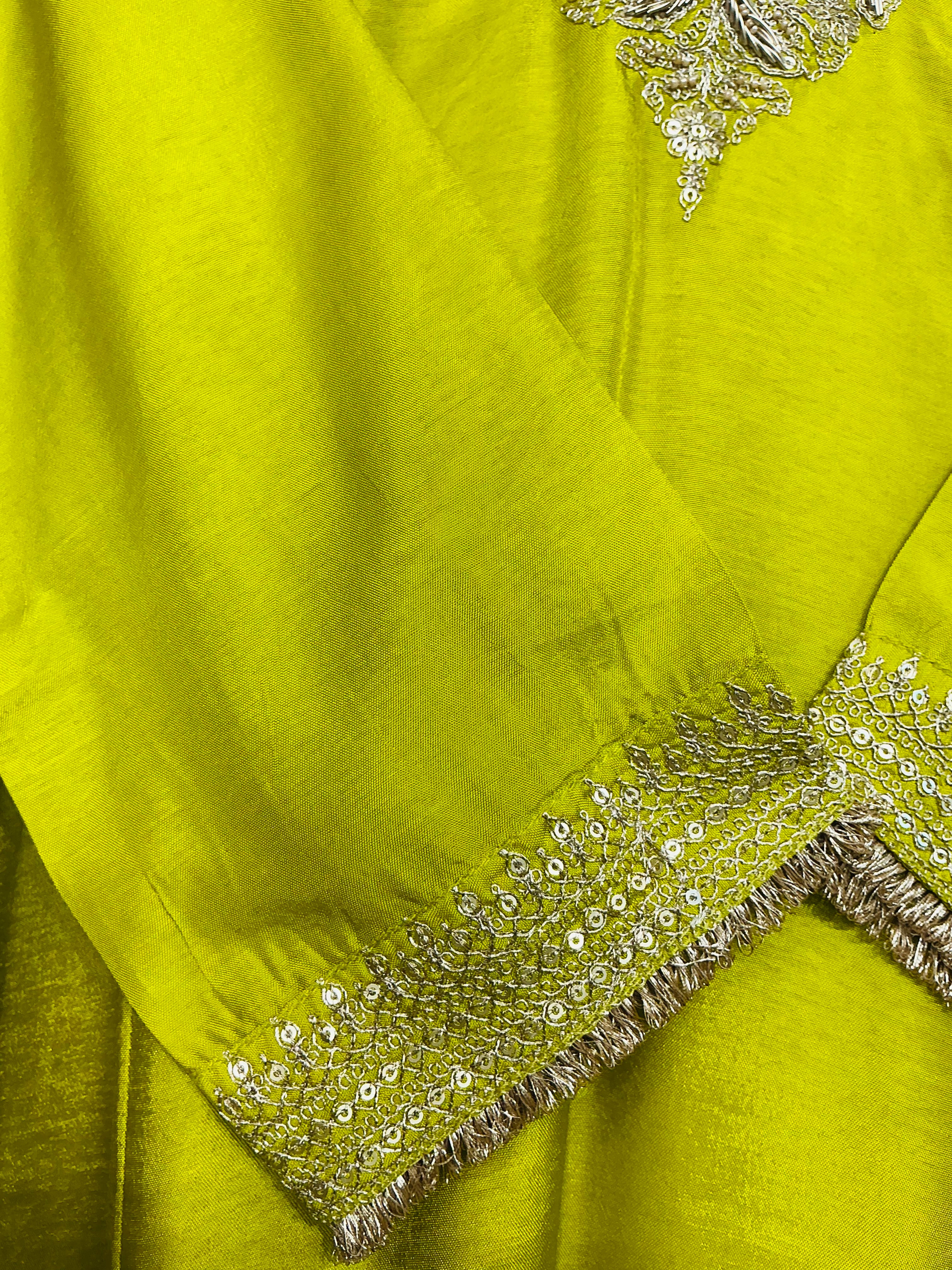 Lime Zari Detailing Suit Set
