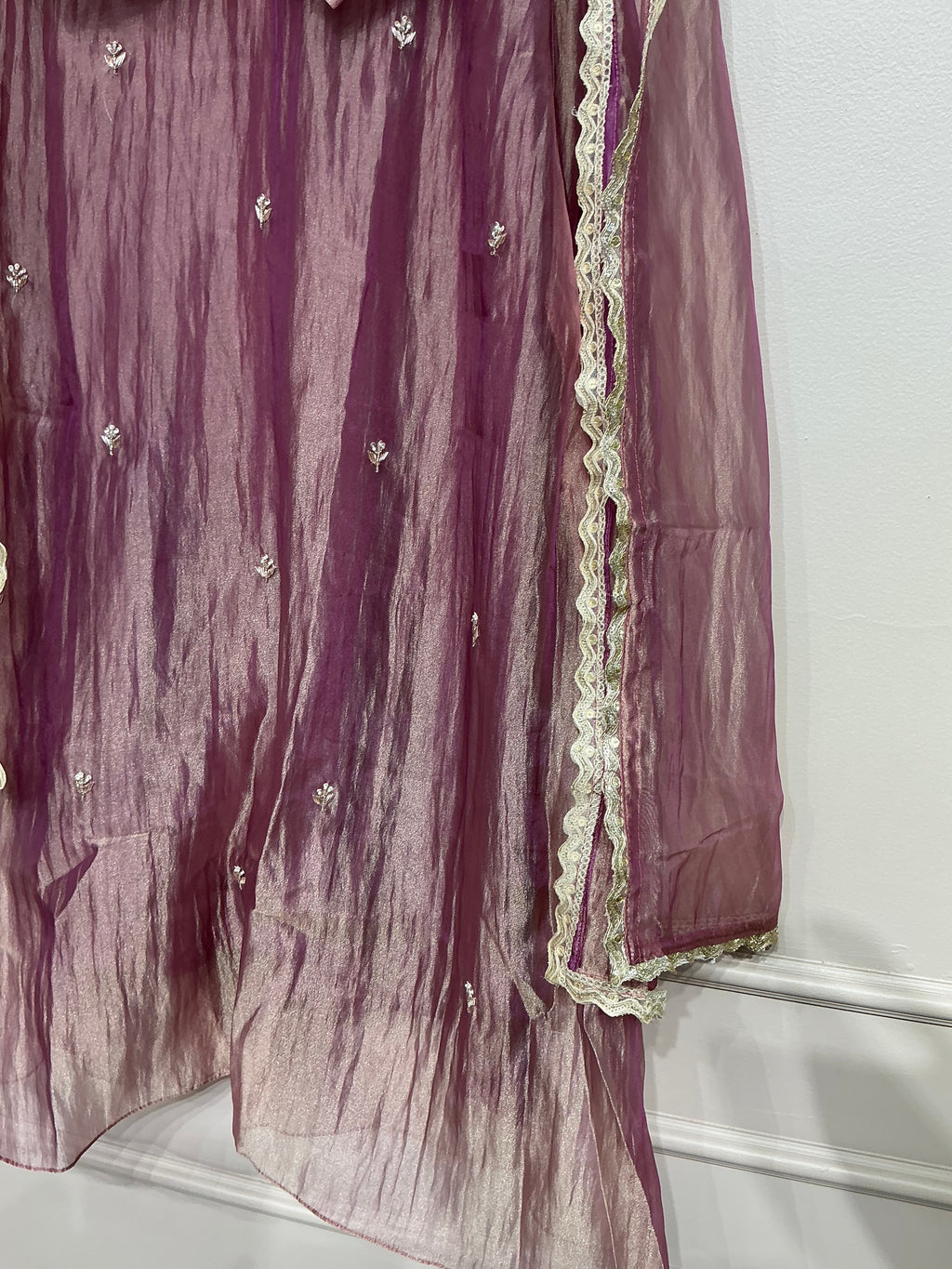 Lavender Salsa Shimmer Sequence and Zari Suit Set