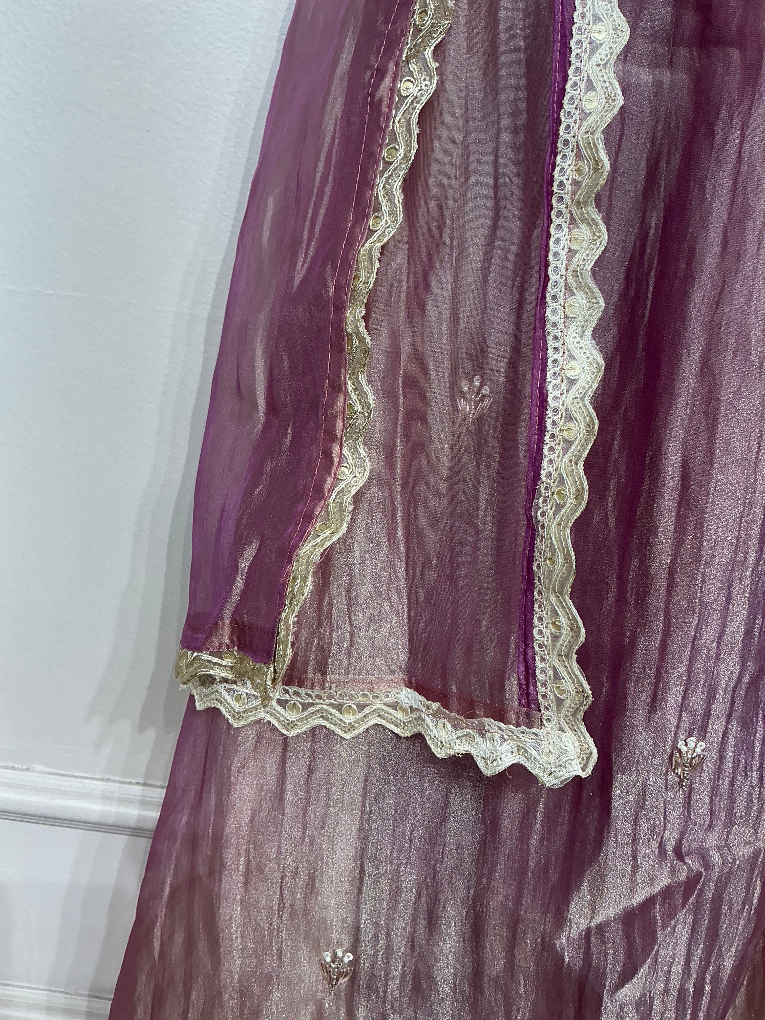 Lavender Salsa Shimmer Sequence and Zari Suit Set