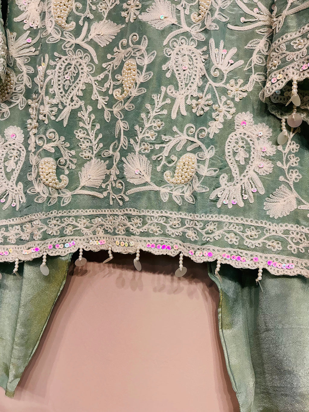 Sage Green Chikankari Emboridered Coord Set