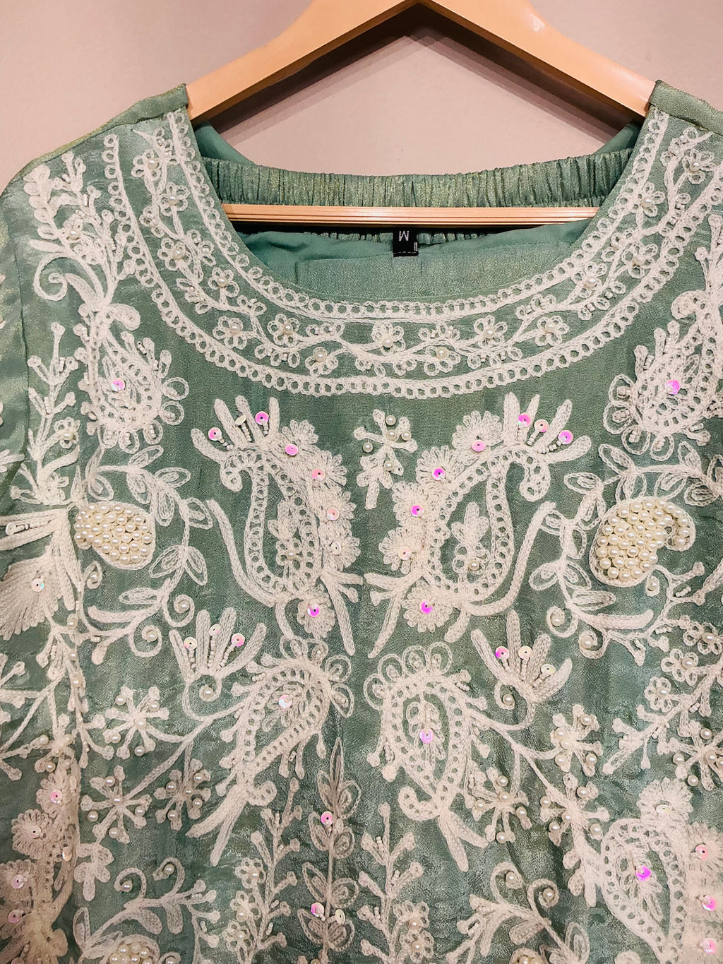 Sage Green Chikankari Emboridered Coord Set