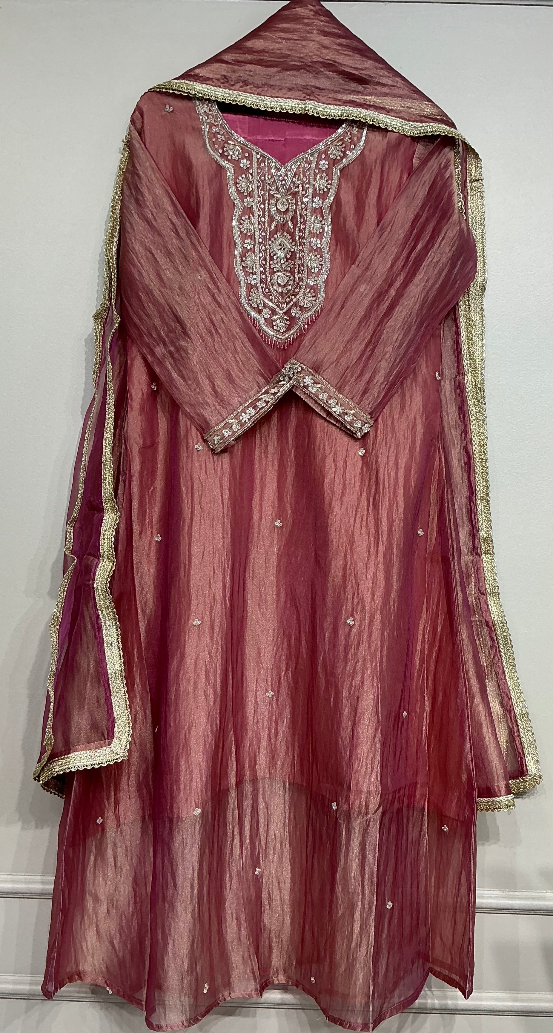 Pastel Green Salsa Zari Embroidered Set