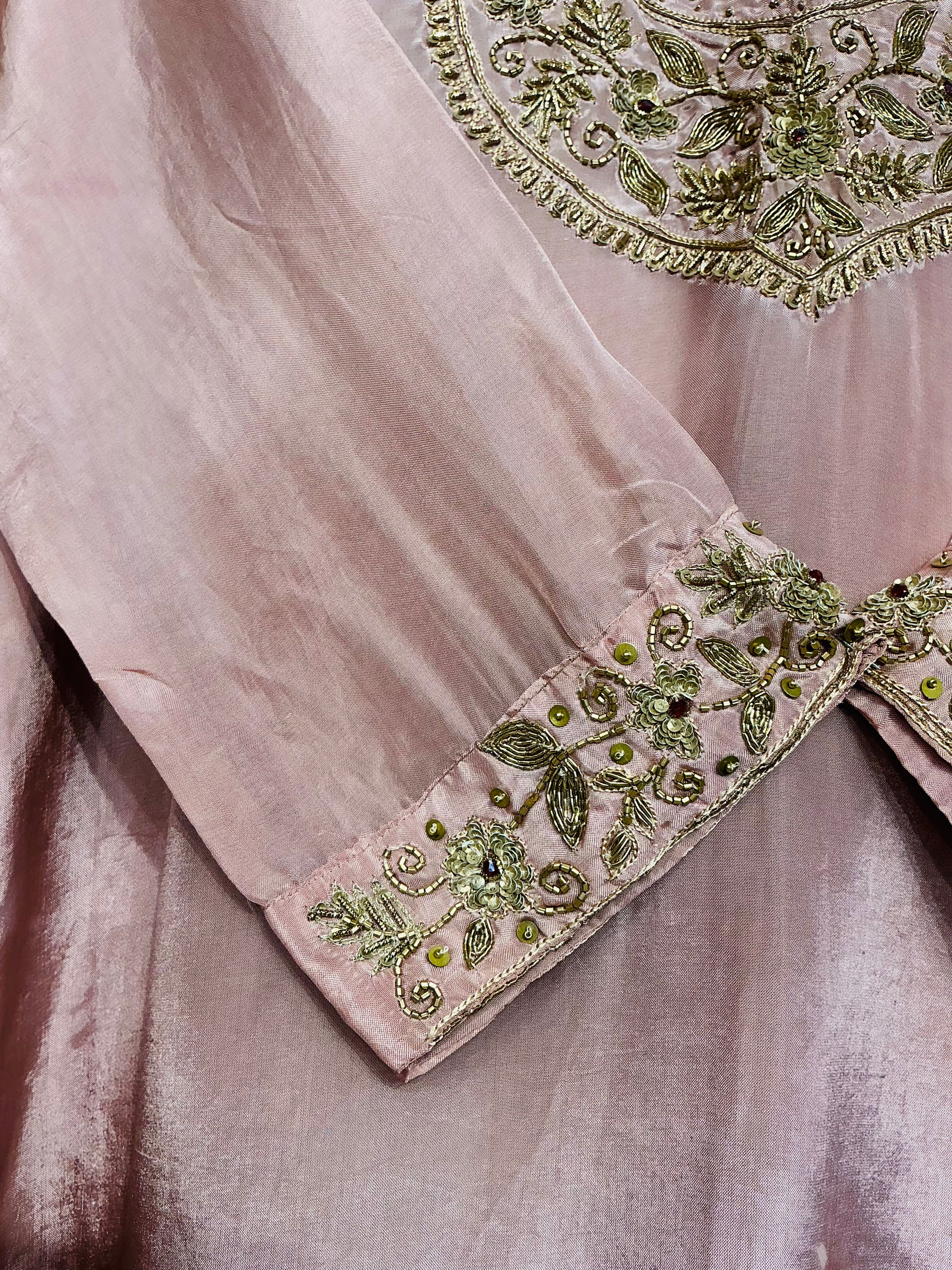 Taupe Beige Antique Zari Embroidered Suit Set