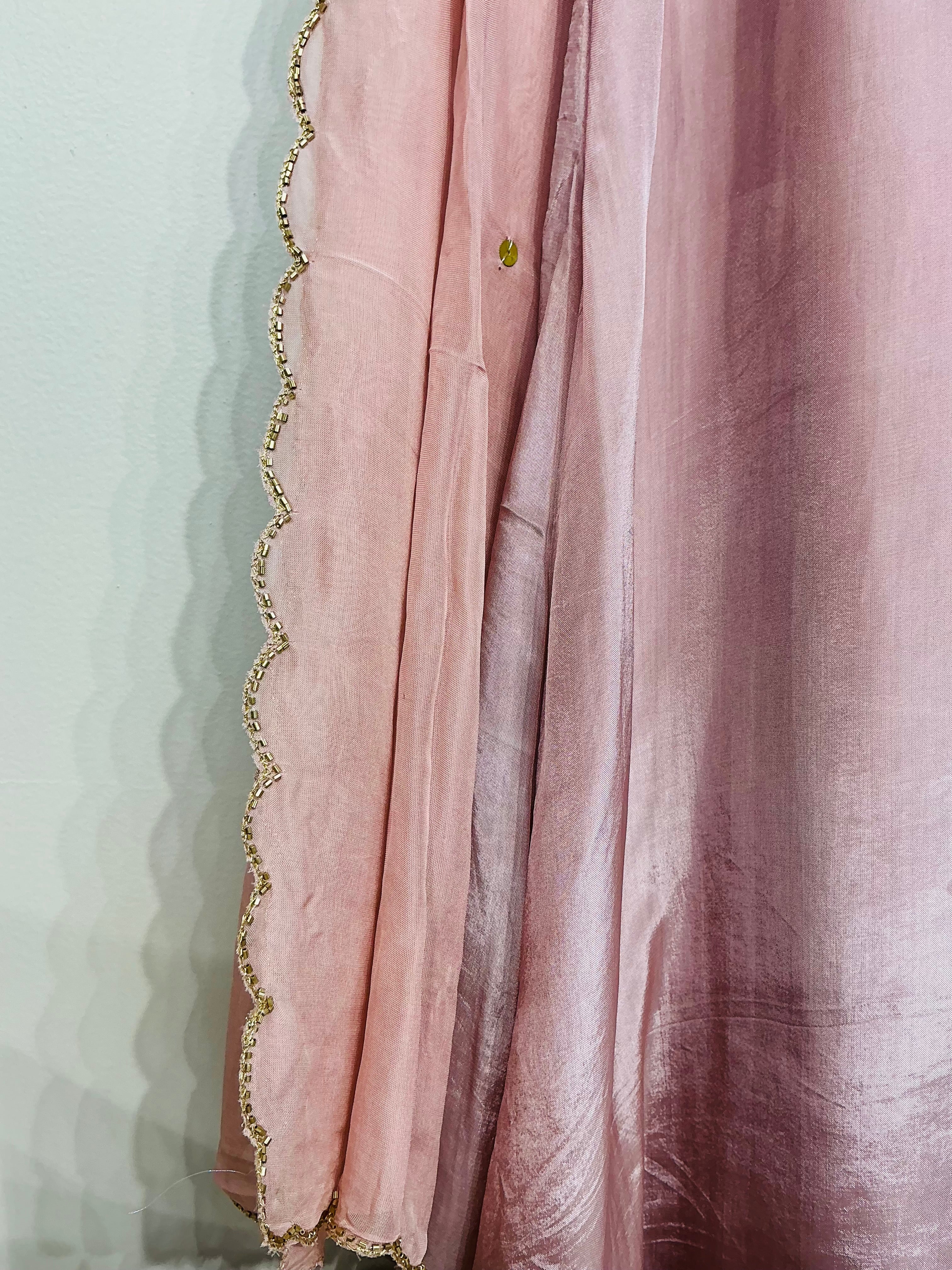 Taupe Beige Antique Zari Embroidered Suit Set