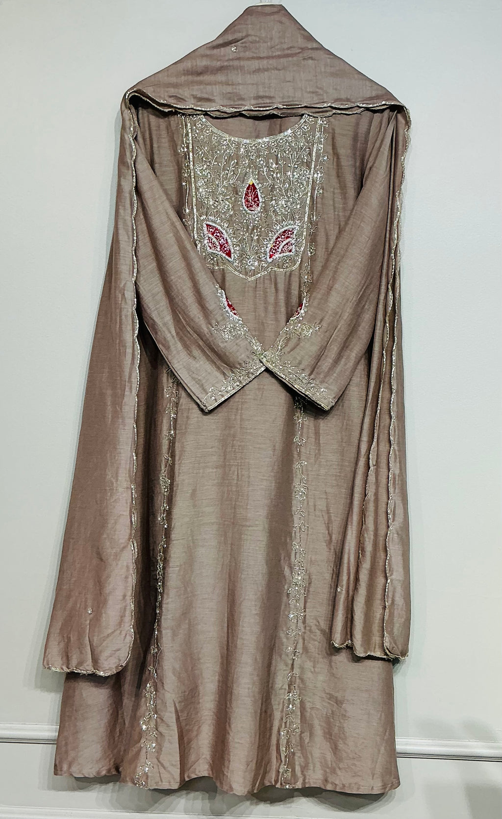 Silver work Mul Chanderi Suit Set