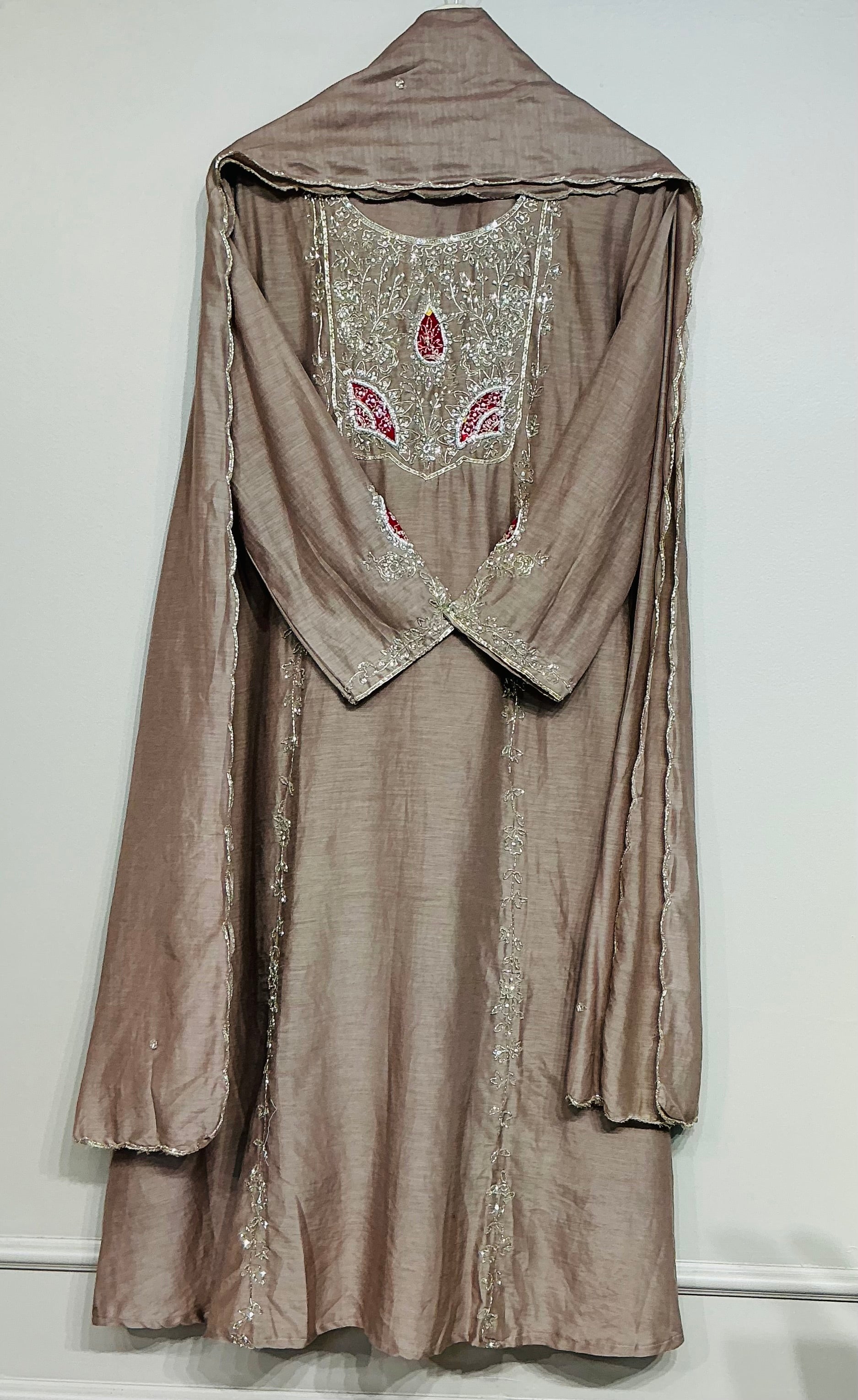 Silver work Mul Chanderi Suit Set