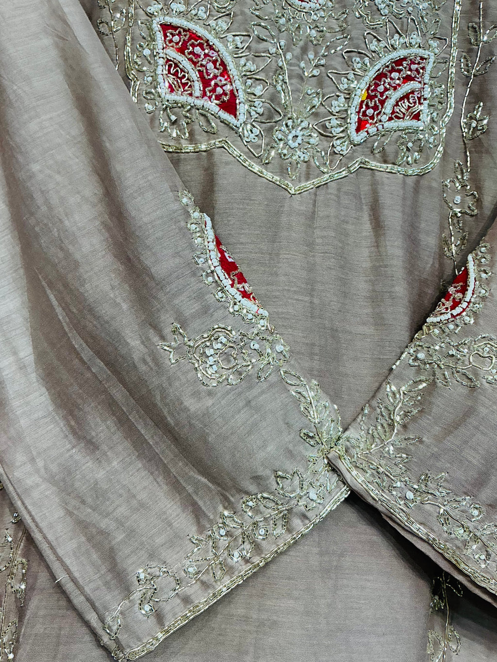 Silver work Mul Chanderi Suit Set
