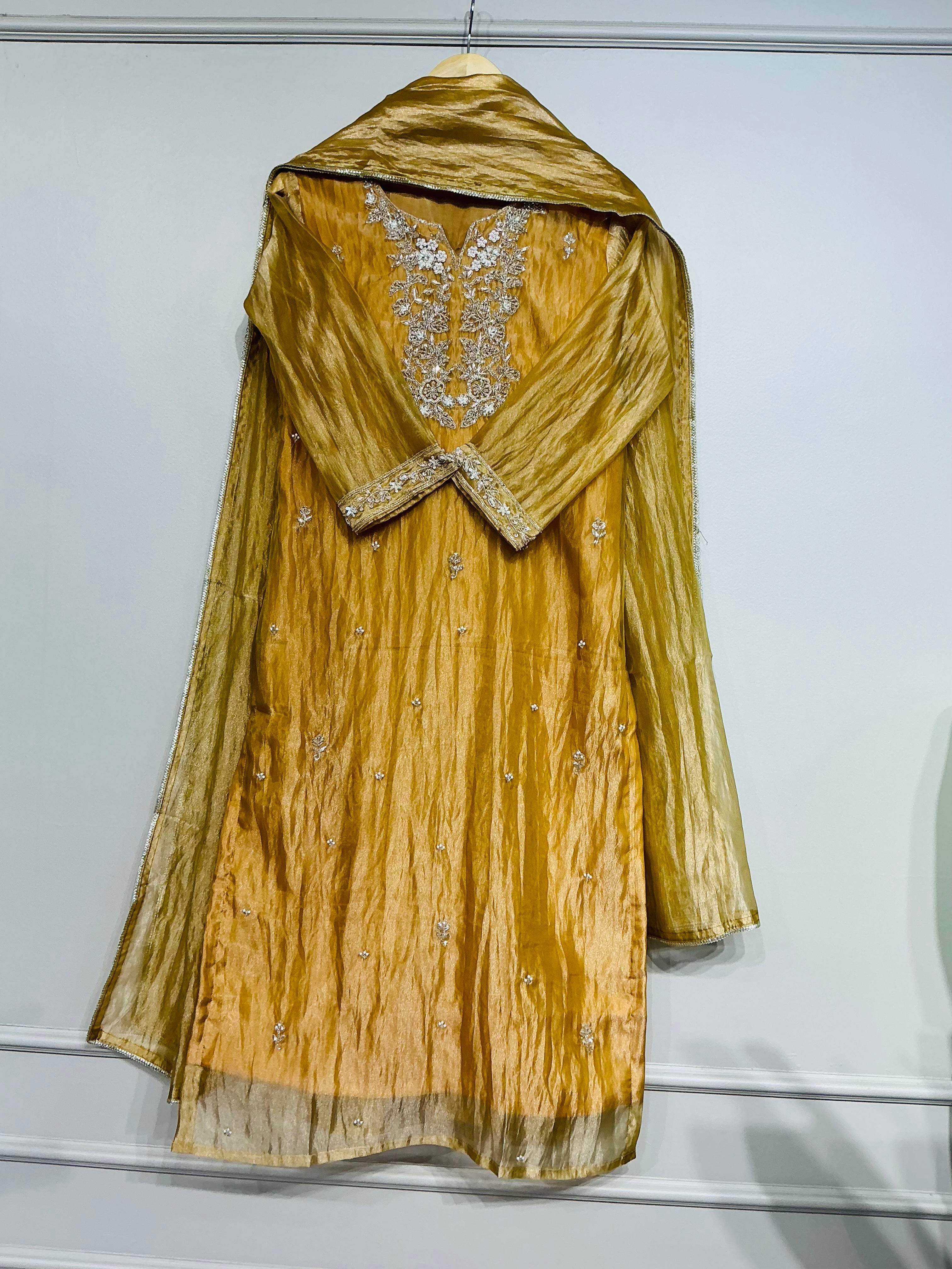 Golden Mustard Salsa Shimmer Suit Set
