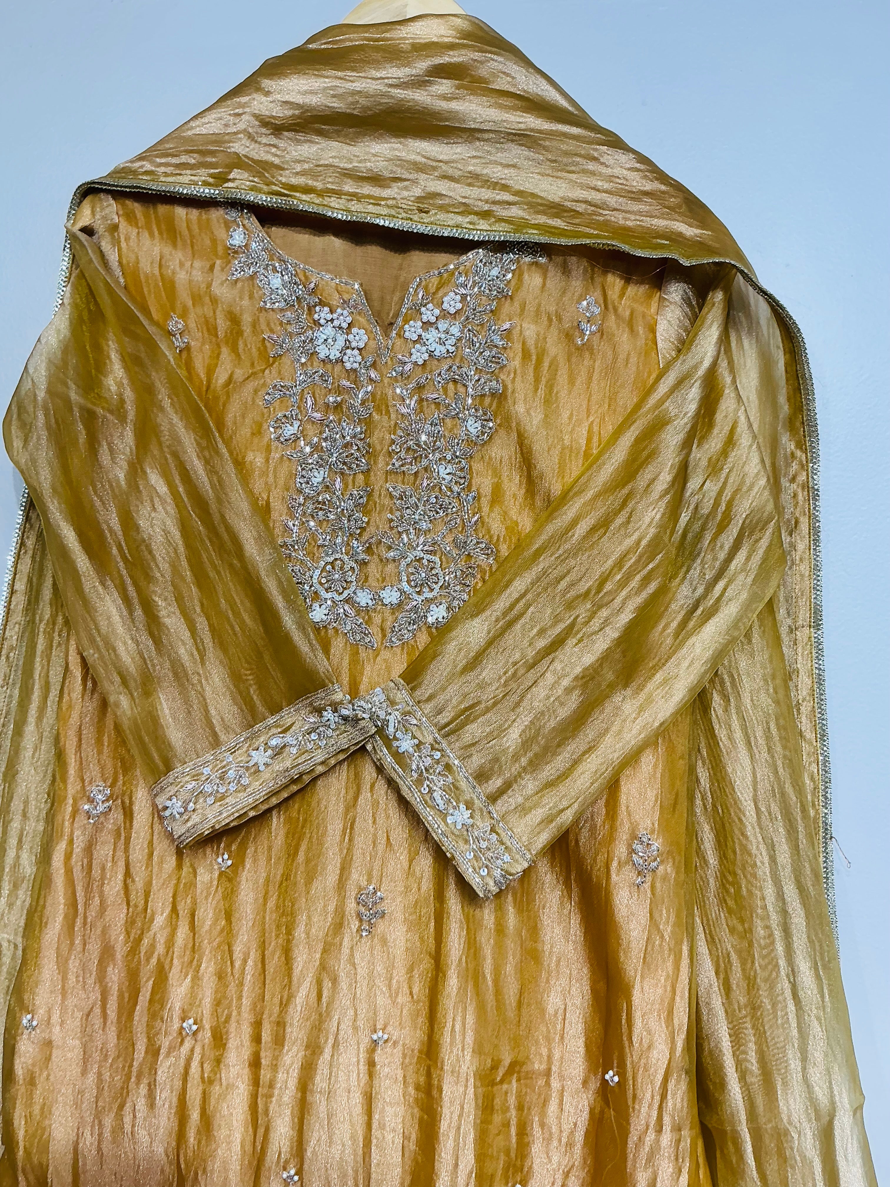 Golden Mustard Salsa Shimmer Suit Set