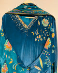 Teal Blue Floral Printed Suit Set