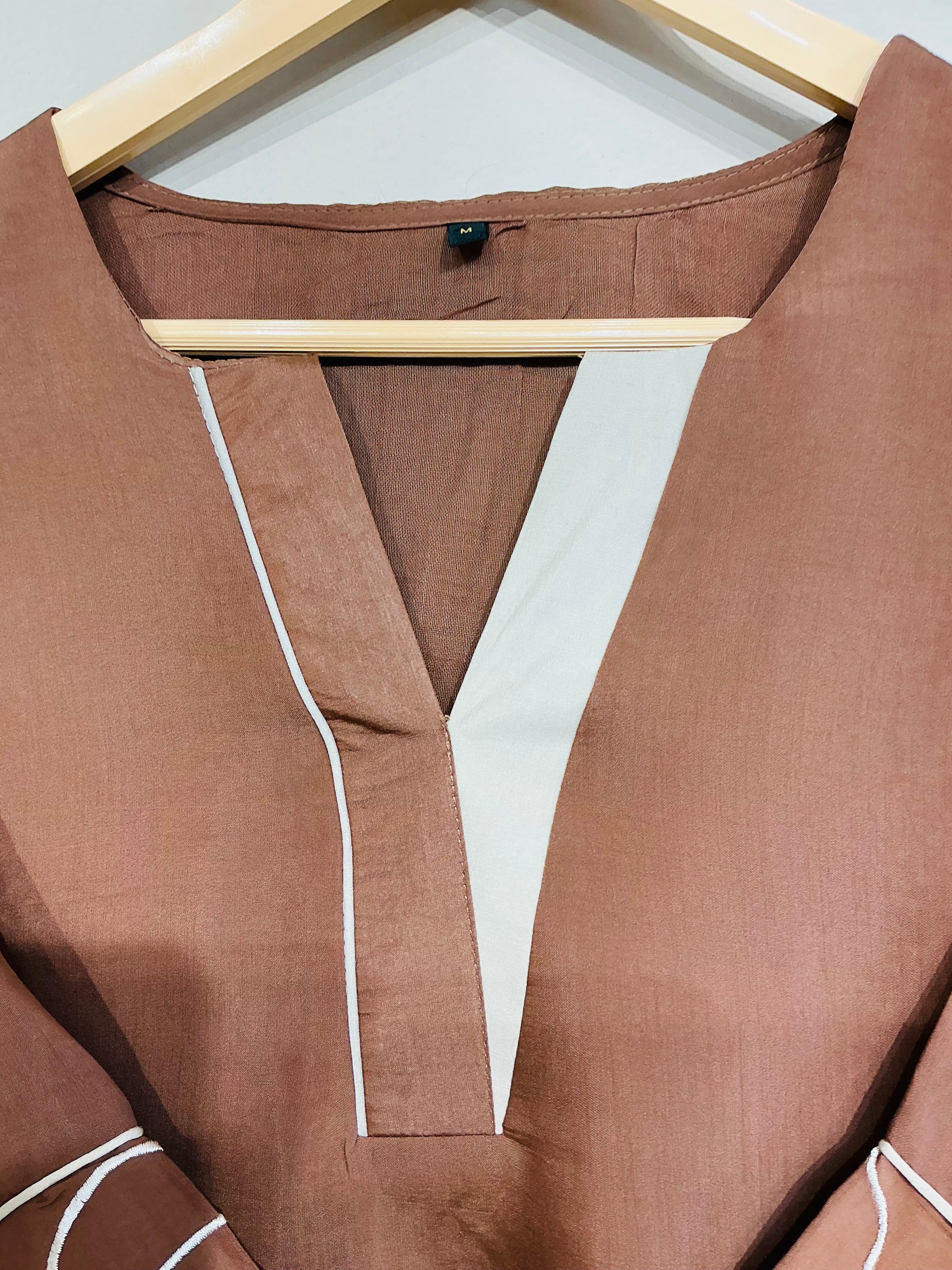 Brown Viscose Mul Chanderi Coordset