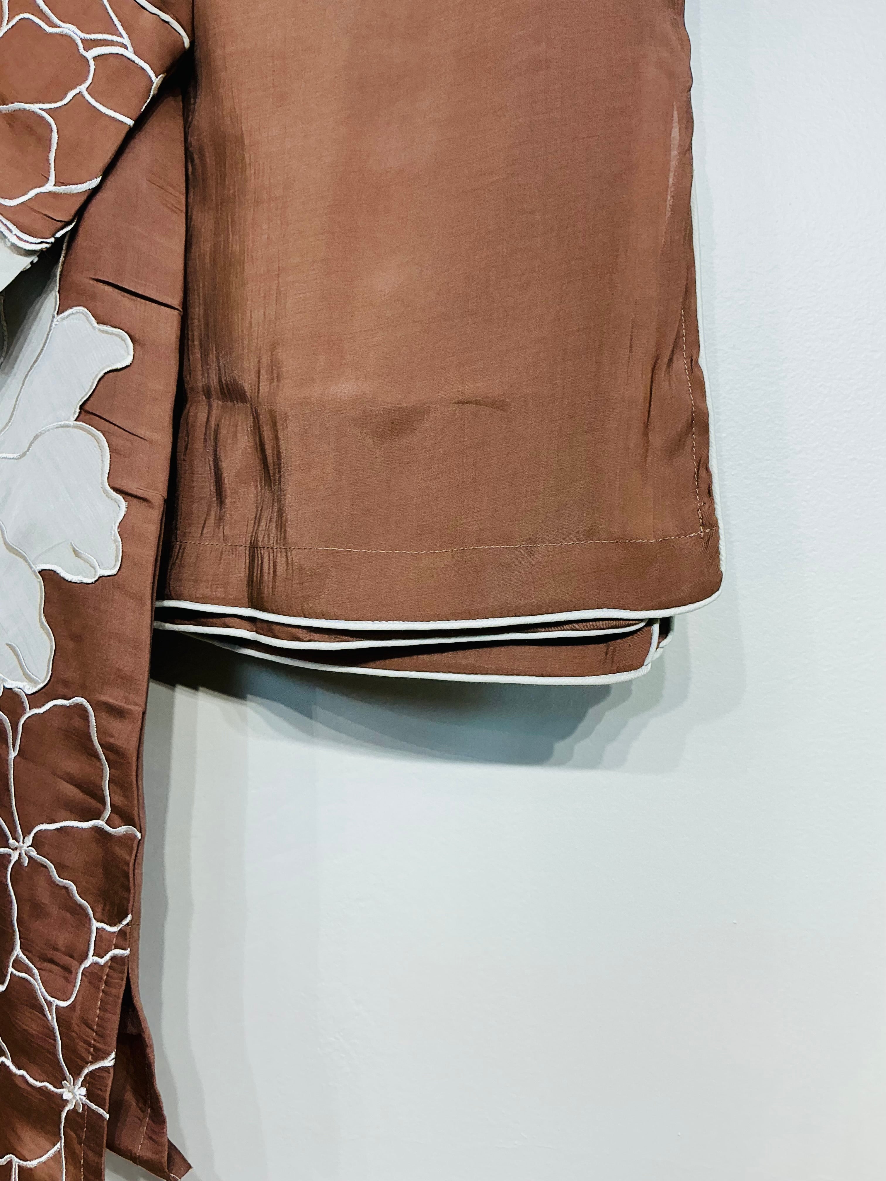 Brown Viscose Mul Chanderi Coordset