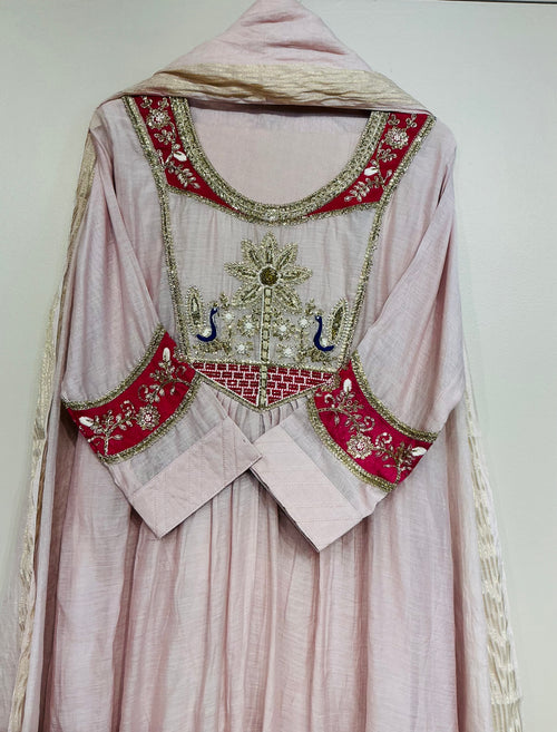 Blush Pink Peacock Embroidered Suit Set