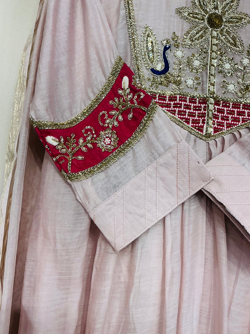 Blush Pink Peacock Embroidered Suit Set