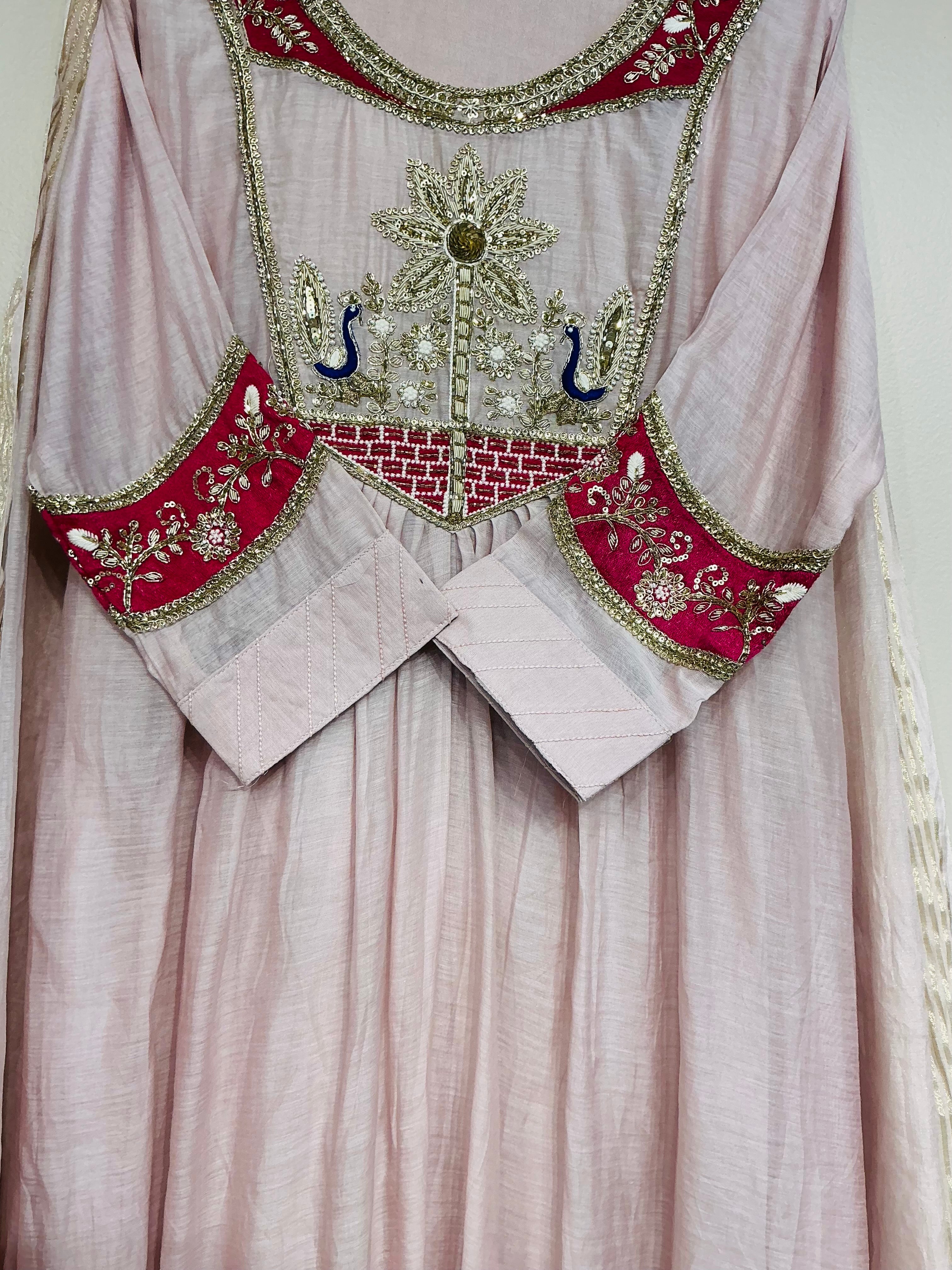 Blush Pink Peacock Embroidered Suit Set